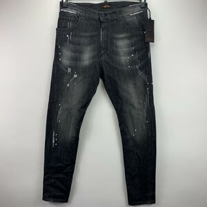 Jared Lang Mens Atelier Skinny Washed Distressed Stretch Denim Jeans Black 34
